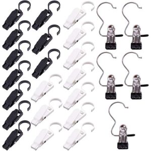keadic 25 pieces super strong plastic home travel swivel hanging laundry hooks clip, stainless steel clothespin laundry hooks boot clips for socks, hats, baby shoes/clothes, towels, underwear
