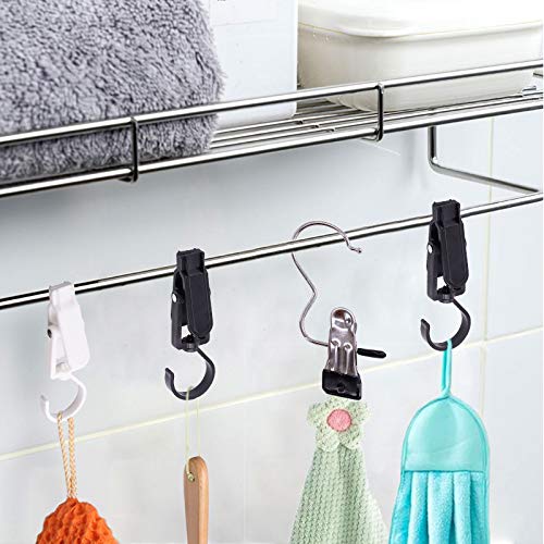 Keadic 25 Pieces Super Strong Plastic Home Travel Swivel Hanging Laundry Hooks Clip, Stainless Steel Clothespin Laundry Hooks Boot Clips for Socks, Hats, Baby Shoes/Clothes, Towels, Underwear