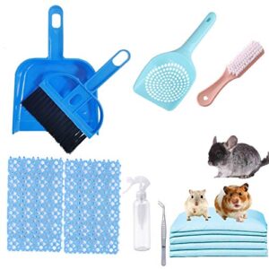 hamiledyi small pet cage cleaner set, disposable rabbit cage liner, guinea pig playpen mini hand broom dustpan, cleaning brush sand scooper floor for rabbit chinchilla hedgehogs