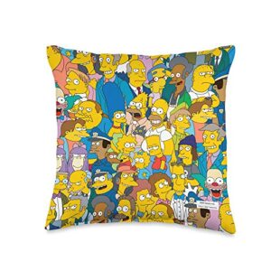 the simpsons springfield characters print throw pillow, 16x16, multicolor
