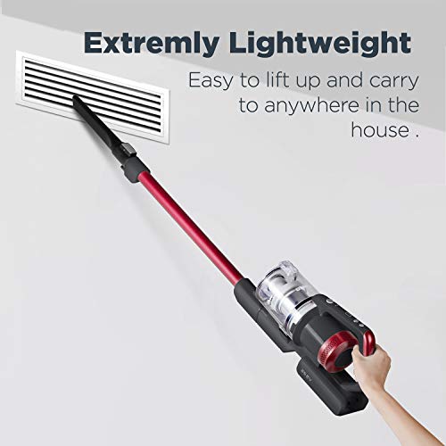 Eureka RapidClean Pro Lightweight Cordless Vacuum Cleaner, Convenient Stick and Handheld Vac, Red,Black