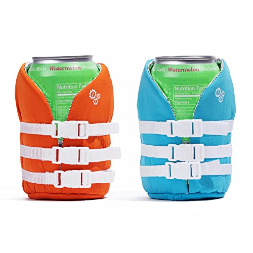 2 PACK - Cold Beer Coat Brew Jacket Cooler Life Vest Jacket Cover by In-Cog-Neato Secret Hide a Beer Can Beverage Cooler For 12oz Cans Unique Gifts for Her Him (Life Jacket)