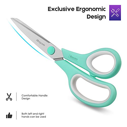 iBayam 2-Pack Kitchen Shears with 3-Pack Multipurpose Office Scissors Bulk