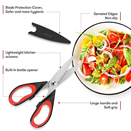 iBayam 2-Pack Kitchen Shears with 3-Pack Multipurpose Office Scissors Bulk