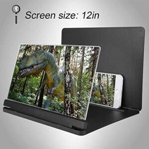 Universal Mobile Phone Screen Magnifier,Portable 12 inches 4~6 Times Zooming Folding Phone Holder Stand Bracket Optical Magnification Cellphone Magnifier for Movies,Videos