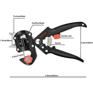 FUNTECK 2-in-1 Grafting Tools Pruner Kit, V-Graft Omega-Graft and U-Graft, Perfect for Fruit Tree Grafting, Including Grafting Tapes and Grafting Knife Black