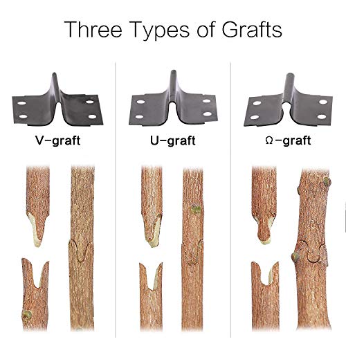 FUNTECK 2-in-1 Grafting Tools Pruner Kit, V-Graft Omega-Graft and U-Graft, Perfect for Fruit Tree Grafting, Including Grafting Tapes and Grafting Knife Black