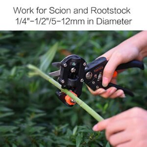 FUNTECK 2-in-1 Grafting Tools Pruner Kit, V-Graft Omega-Graft and U-Graft, Perfect for Fruit Tree Grafting, Including Grafting Tapes and Grafting Knife Black