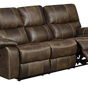 Madrona Burke Zoey Chocolate Brown 84" Power Sofa with Dual Recliners, Microsuede Upholstery, and USB Charging Station