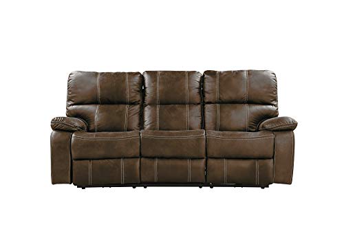 Madrona Burke Zoey Chocolate Brown 84" Power Sofa with Dual Recliners, Microsuede Upholstery, and USB Charging Station