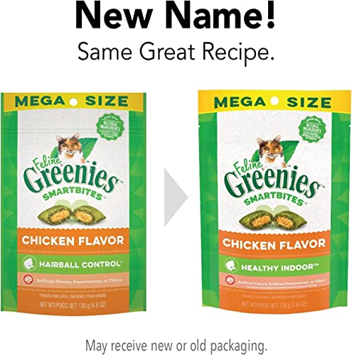 Greenies (4 Pack) Smartbites Hair Indoor Control (previously Called Hairball Control) Chicken and Tuna, (4.6oz, 2 Each) with 10ct PetFaves Wipes