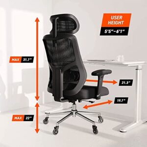 Truweo Ergonomic Executive Office Chair - Big and Tall with Inline Skate Caster Wheels – Heavy Duty Lumbar Support High Back with Premium Gas Lift