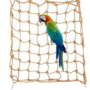 vturboway bird climbing net, parrot climbing cotton rope thicken chew toys net hammock hanging ladder habitat for parrot cockatoo cockatiel macaw african greys budgies parakeet (23.6" x 23.6")