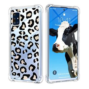 kanghar for samsung galaxy a51 5g black leopard cute pattern shockproof clear four corners cushion durable hard pc + soft tpu bumper anti-scratch full body protection crystal cover-6.5inch