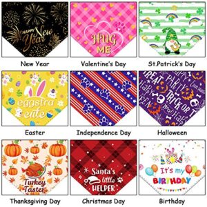 9 Pieces Holidays Dog Bandanas Patriotic Dog Bandanas 4th of July Dog Bandanas Adjustable Dog Scarf Washable Dog Scarves for Thanksgiving Halloween Christmas PET Costume Supply (Fresh Pattern)