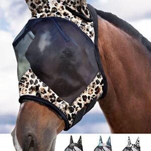 Harrison Howard LumiVista Horse Fly Mask Standard with Ears UV Protection for Horse Leopard Print M Cob