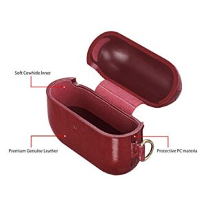 Airpods Pro Case Leather, Protective Airpods Case Cover for Apple Airpods 3, Genuine Leather Case for Airpods Pro with Keychain [Front LED Visible] Headphone Cases for AirPods Pro Charging Case