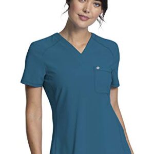 Cherokee Infinity Women Scrubs Top V-Neck CK687A, L, Caribbean Blue