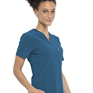 Cherokee Infinity Women Scrubs Top V-Neck CK687A, L, Caribbean Blue