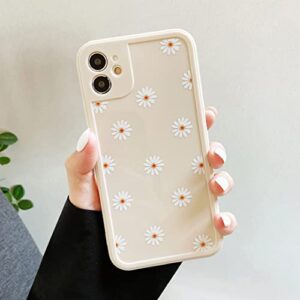 ztofera tpu back case for iphone 11 6.1", daisy pattern glossy soft silicone case, cute girls case slim lightweight protective bumper cover for iphone 11 6.1" - white