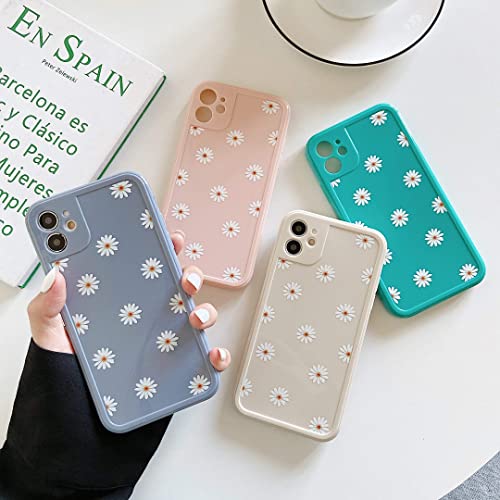 ZTOFERA TPU Back Case for iPhone 11 6.1", Daisy Pattern Glossy Soft Silicone Case, Cute Girls Case Slim Lightweight Protective Bumper Cover for iPhone 11 6.1" - White