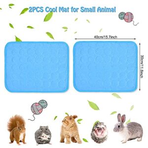 2PCS Summer Cooling Mat for Rabbit, Washable Bunny Bed, Rabbit Bed Mat, Guinea Pig Cage Liner Hamster Pee Pad, Fleece Sleep Pad for Squirrel, Hedgehog, Chinchilla, Small Animals, 15.8''x11.8'' Blue