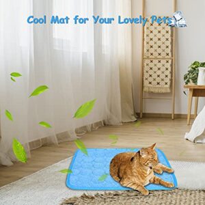 2PCS Summer Cooling Mat for Rabbit, Washable Bunny Bed, Rabbit Bed Mat, Guinea Pig Cage Liner Hamster Pee Pad, Fleece Sleep Pad for Squirrel, Hedgehog, Chinchilla, Small Animals, 15.8''x11.8'' Blue