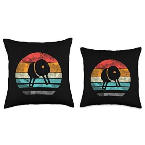 BoredKoalas Table Tennis Pillows Ping Pong Gifts Table Tennis Paddle Ball Sunset Retro Ping Pong Player Gift Throw Pillow, 18x18, Multicolor