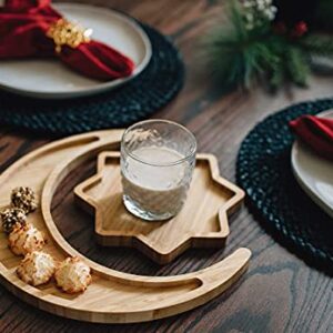 Suqoon Wooden Crescent Moon & Star Tray - Crystals & Stones Holder - Exquisite Serving Tray Set for Appetizers, Cookies - 11.5 inch Crescent Moon Tray for Healing Crystals Storage & 8 inch Star Tray