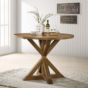 roundhill furniture windvale cross-buck base counter height dining table, distressed black