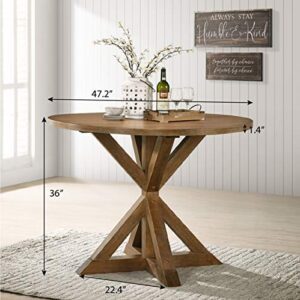 Roundhill Furniture Windvale Cross-Buck Base Counter Height Dining Table, Distressed Black