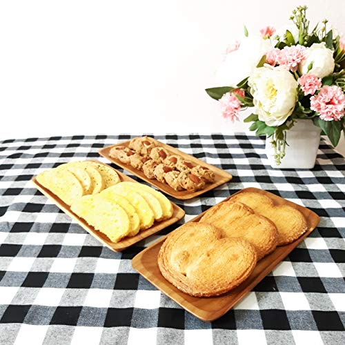 Canbella Serving Platter Teak Wood Rectangular - Serving Tray 5 x 10 inches Set of 3 Party Wooden Platters Wood Tray for Display Fruit Snacks Dessert Appetizer Sushi Food Decorative