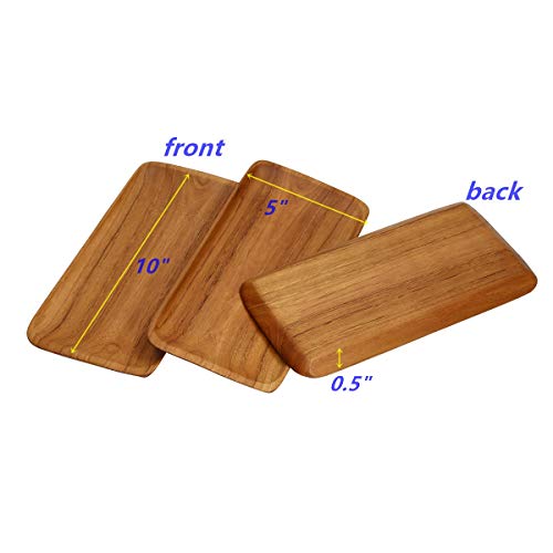 Canbella Serving Platter Teak Wood Rectangular - Serving Tray 5 x 10 inches Set of 3 Party Wooden Platters Wood Tray for Display Fruit Snacks Dessert Appetizer Sushi Food Decorative