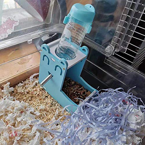 Zhang Ku 2 in 1 Small Pet Water Dispenser, with Food Container Base and 80ml Water Bottle for Bird Guinea Pig Hamster Hedgehog Chinchilla Ferret (Green)