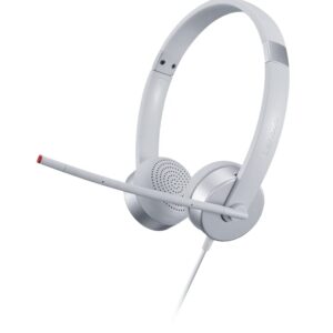 Lenovo 100 Stereo Analog Headset, 3.5mm, 180° Boom Microphone, Memory-Foam Earcups, GXD1B60597, Cloud Grey