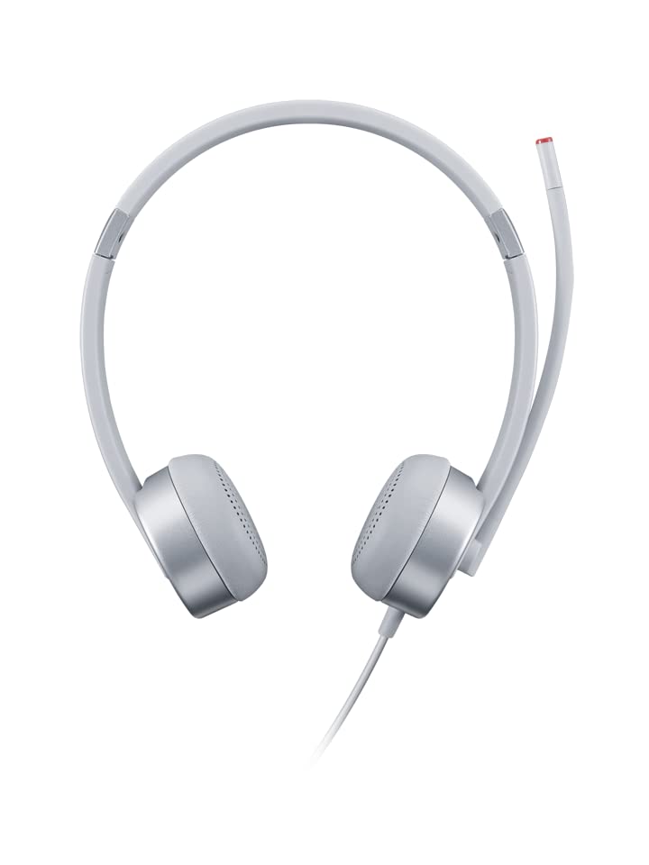 Lenovo 100 Stereo Analog Headset, 3.5mm, 180° Boom Microphone, Memory-Foam Earcups, GXD1B60597, Cloud Grey