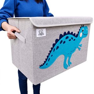 CLCROBD Foldable Large Kids Toy Chest with Flip-Top Lid, Collapsible Fabric Animal Toy Storage Organizer/Bin/Box/Basket/Trunk for Toddler, Children and Baby Nursery (Dinosaur)