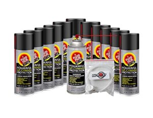 fluid film black (12 aerosol cans) with du-most 2' extension hose & nozzle, long lasting corrosion prevention, penetrant & lubricant, marine, automotive & snow-handling vehicles undercoating, 11.75 oz