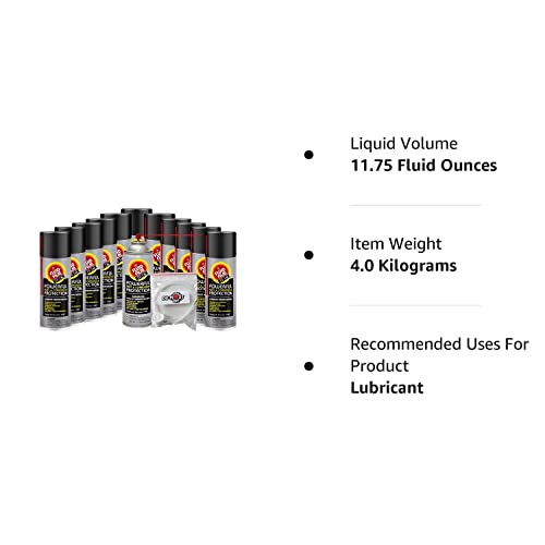 Fluid Film BLACK (12 Aerosol Cans) with DU-MOST 2' Extension Hose & Nozzle, Long Lasting Corrosion Prevention, Penetrant & Lubricant, Marine, Automotive & Snow-Handling Vehicles Undercoating, 11.75 Oz