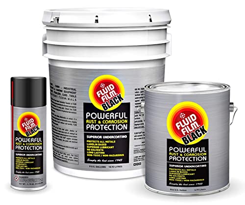 Fluid Film BLACK (12 Aerosol Cans) with DU-MOST 2' Extension Hose & Nozzle, Long Lasting Corrosion Prevention, Penetrant & Lubricant, Marine, Automotive & Snow-Handling Vehicles Undercoating, 11.75 Oz