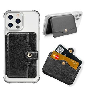 m-plateau phone wallet stick on, 3m adhesive slim credit card holder for cell phone and phone case phone card holder compatible with most smartphones (black)