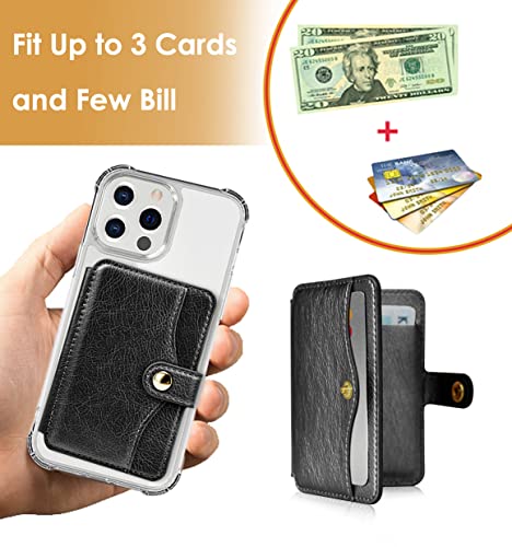 M-Plateau Phone Wallet Stick on, 3M Adhesive Slim Credit Card Holder for Cell Phone and Phone Case Phone Card Holder Compatible with Most Smartphones (Black)
