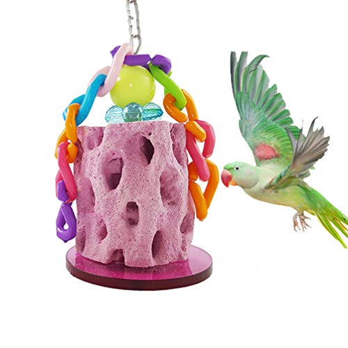 Keersi Natural Calcium Stone Bird Chew Toy for Parrot Budgies Parakeet Cockatiels Conure Finch Lovebird African Greys Cockatoo Amazon Hamster Rat Chinchilla Rabbit Gerbils Cage Parts (Random Color)