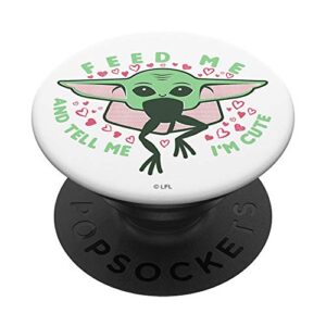 star wars: the mandalorian valentine's day grogu feed me popsockets popgrip: swappable grip for phones & tablets