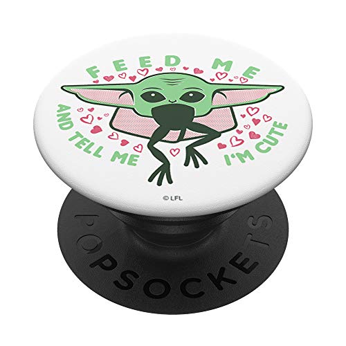 Star Wars: The Mandalorian Valentine's Day Grogu Feed Me PopSockets PopGrip: Swappable Grip for Phones & Tablets