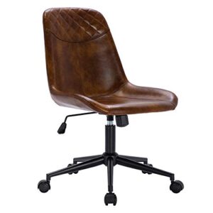 duhome modern pu leather office chair desk chair swivel computer chair yellowish-brown