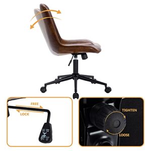 Duhome Modern PU Leather Office Chair Desk Chair Swivel Computer Chair Yellowish-Brown