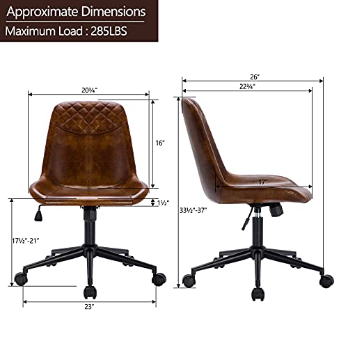Duhome Modern PU Leather Office Chair Desk Chair Swivel Computer Chair Yellowish-Brown