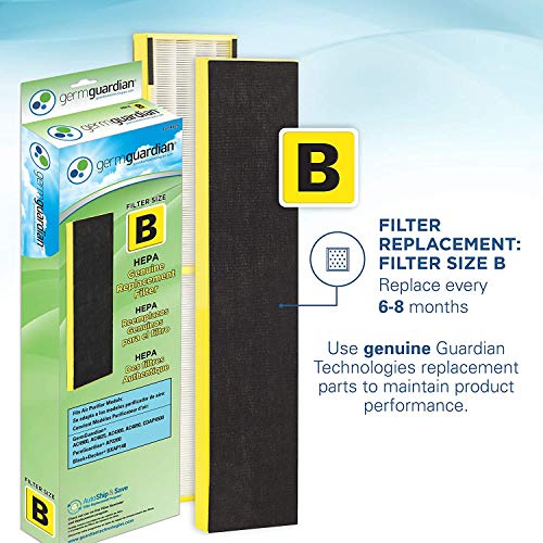 Germ Guardian HEPA Filter Air Purifier with UV Light Sanitizer with Guardian Technologies GermGuardian Air Purifier GENUINE Carbon Filter 4-Pack