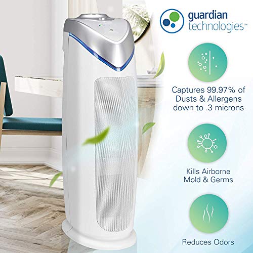 Germ Guardian HEPA Filter Air Purifier with UV Light Sanitizer with Guardian Technologies GermGuardian Air Purifier GENUINE Carbon Filter 4-Pack